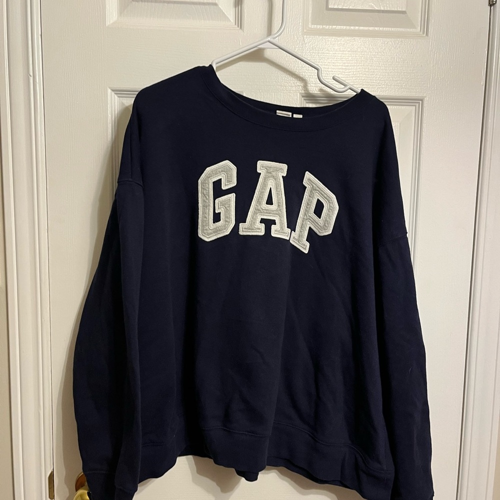 GAP Blue Crew Neck Sweater with Bold Logo